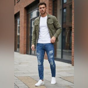 Distressed Blue Men's Jeans